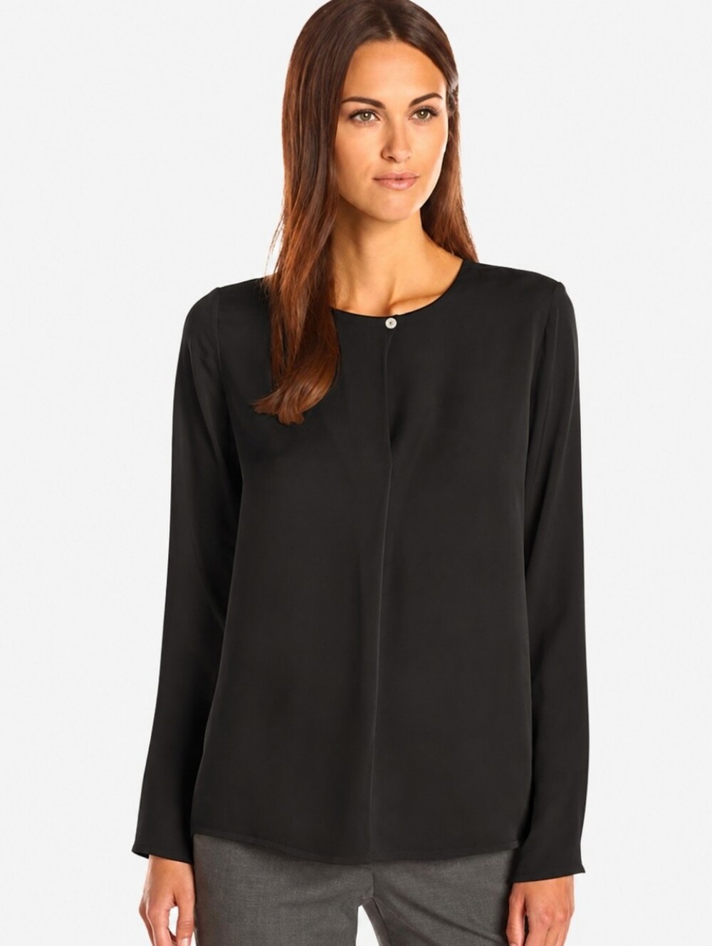 ❤️ NWOT! THEORY SILK GEORGETTE CALVEER BLOUSE, BLACK, 00 - 0